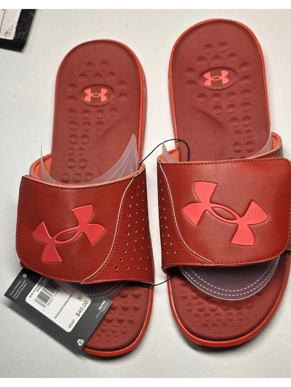 Under Armour Adjustable Red Slide Sandals - Size 10 - New with Tags
